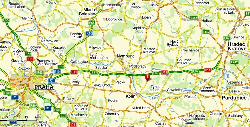 Mapa - poloha Penzionu JESTŘÁBKA